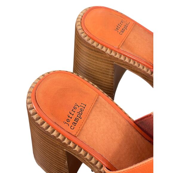 Jeffrey Campbell Anthropologie Concert Heels Honey Orange Leather Mule Size 8 - Picture 8 of 10